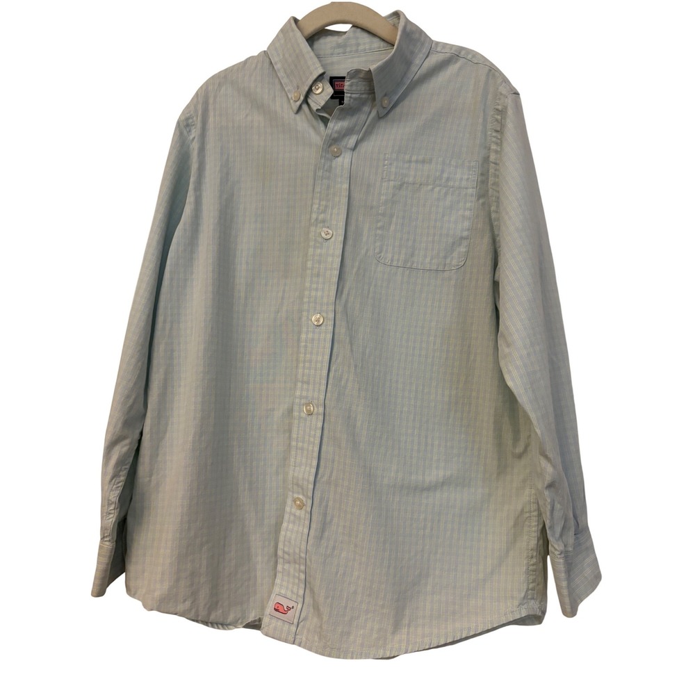 Vineyard Vines Kids Murray Shirt Blue Green Plaid Button Down Cotton Size 6